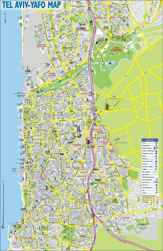 Mapa de la ciudad de Tel Aviv