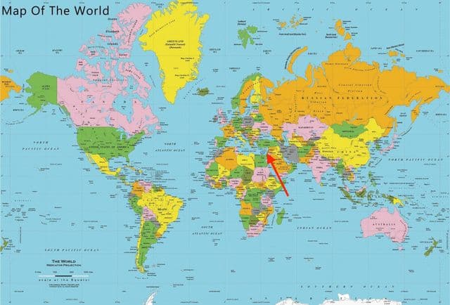 Ubicación de Tel Aviv en el mapa mundial