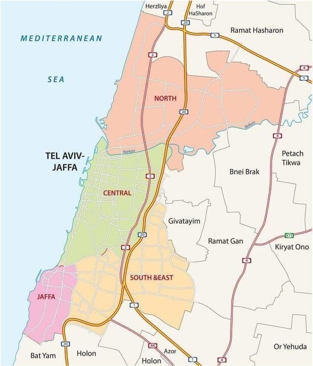 Mapa de carreteras de Tel Aviv