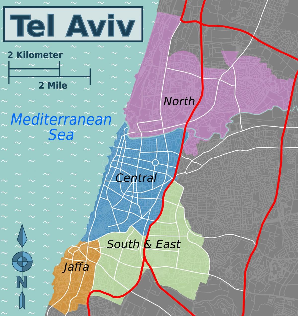 Mapa del distrito de Tel Aviv