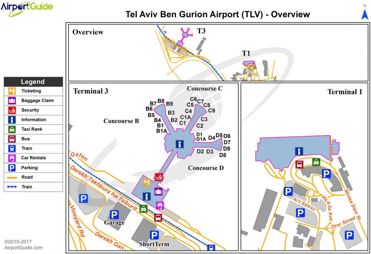 Mapa de la terminal del aeropuerto de Tel Aviv
