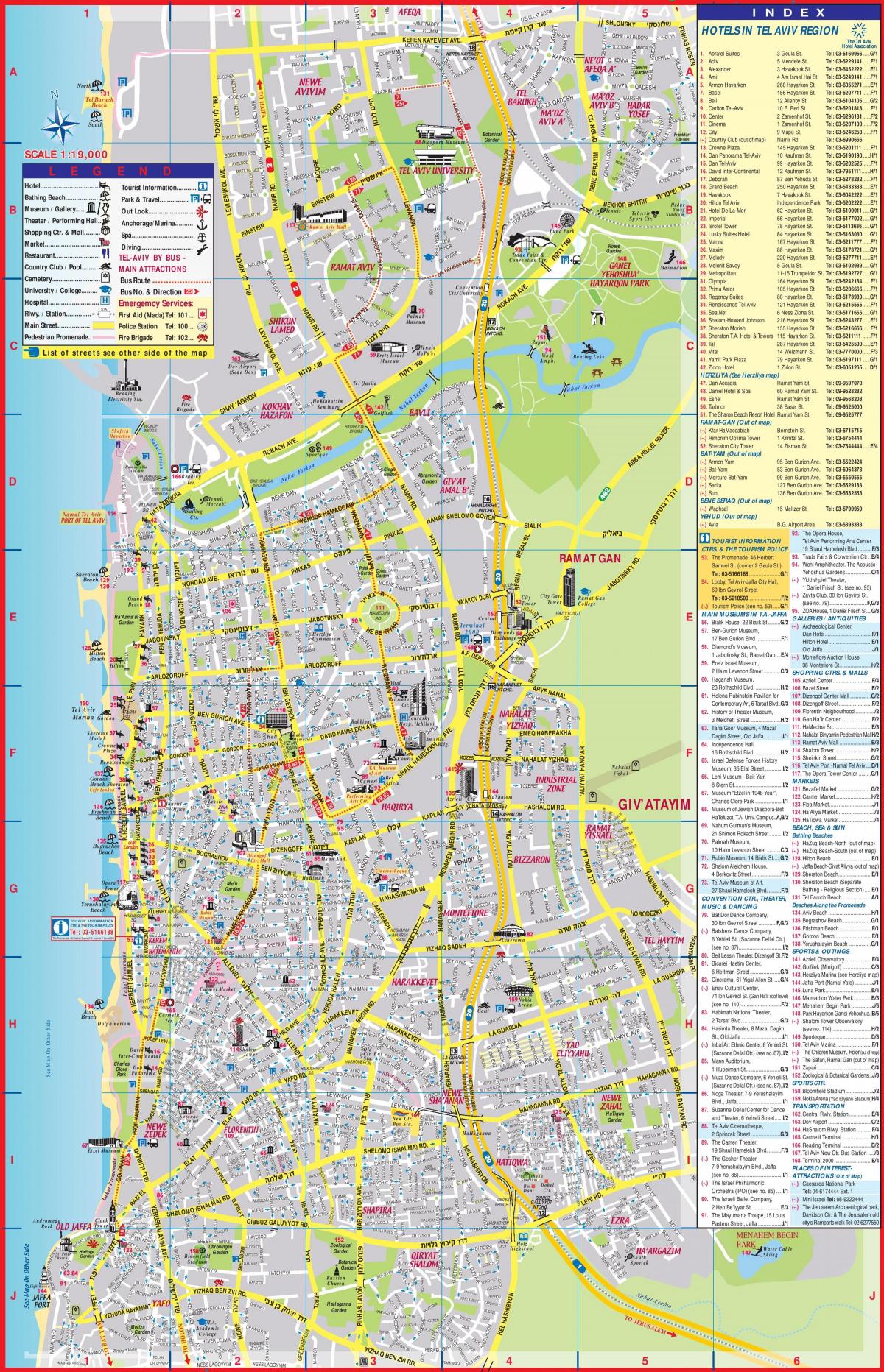 Mapa turístico de Tel Aviv