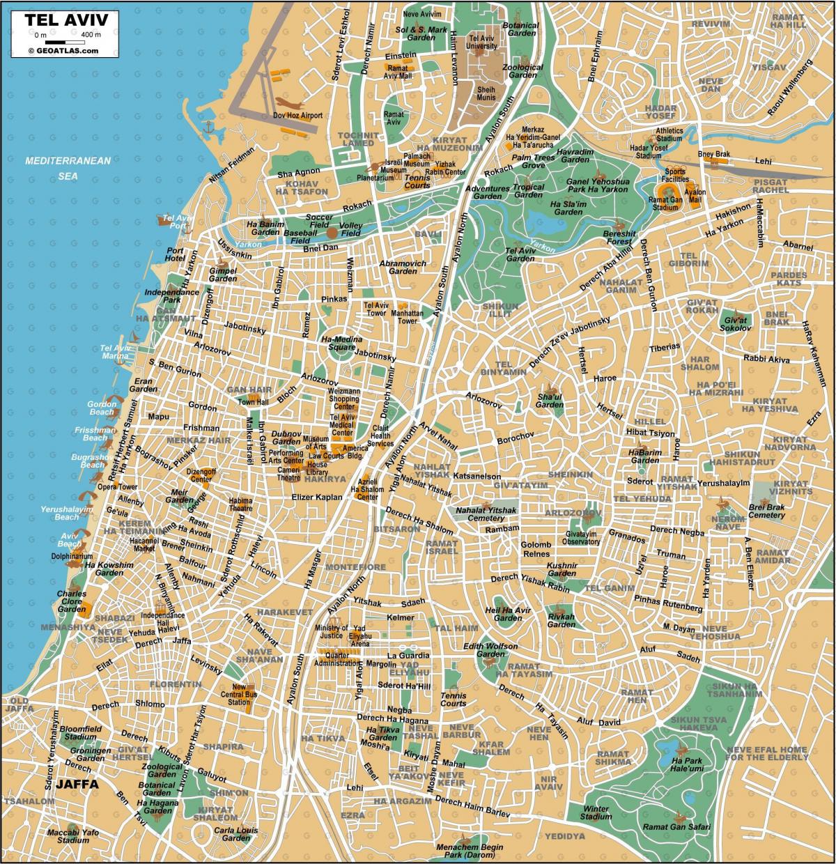 Mapa del centro de Tel Aviv
