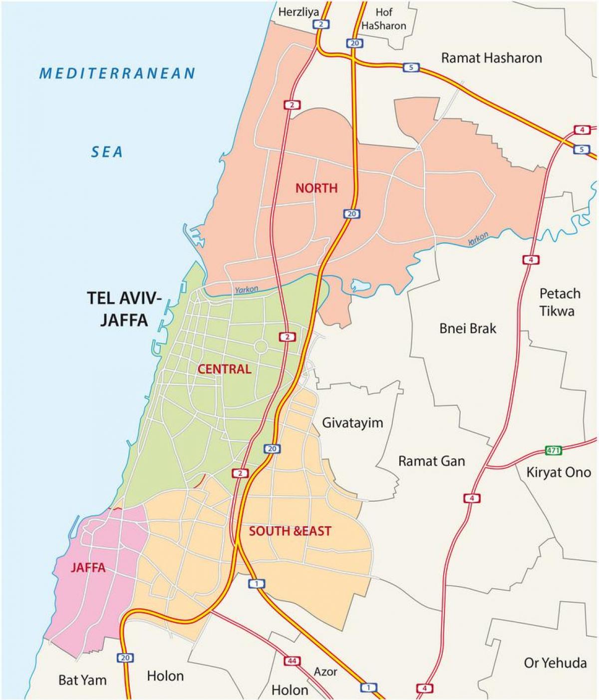 Mapa de carreteras de Tel Aviv