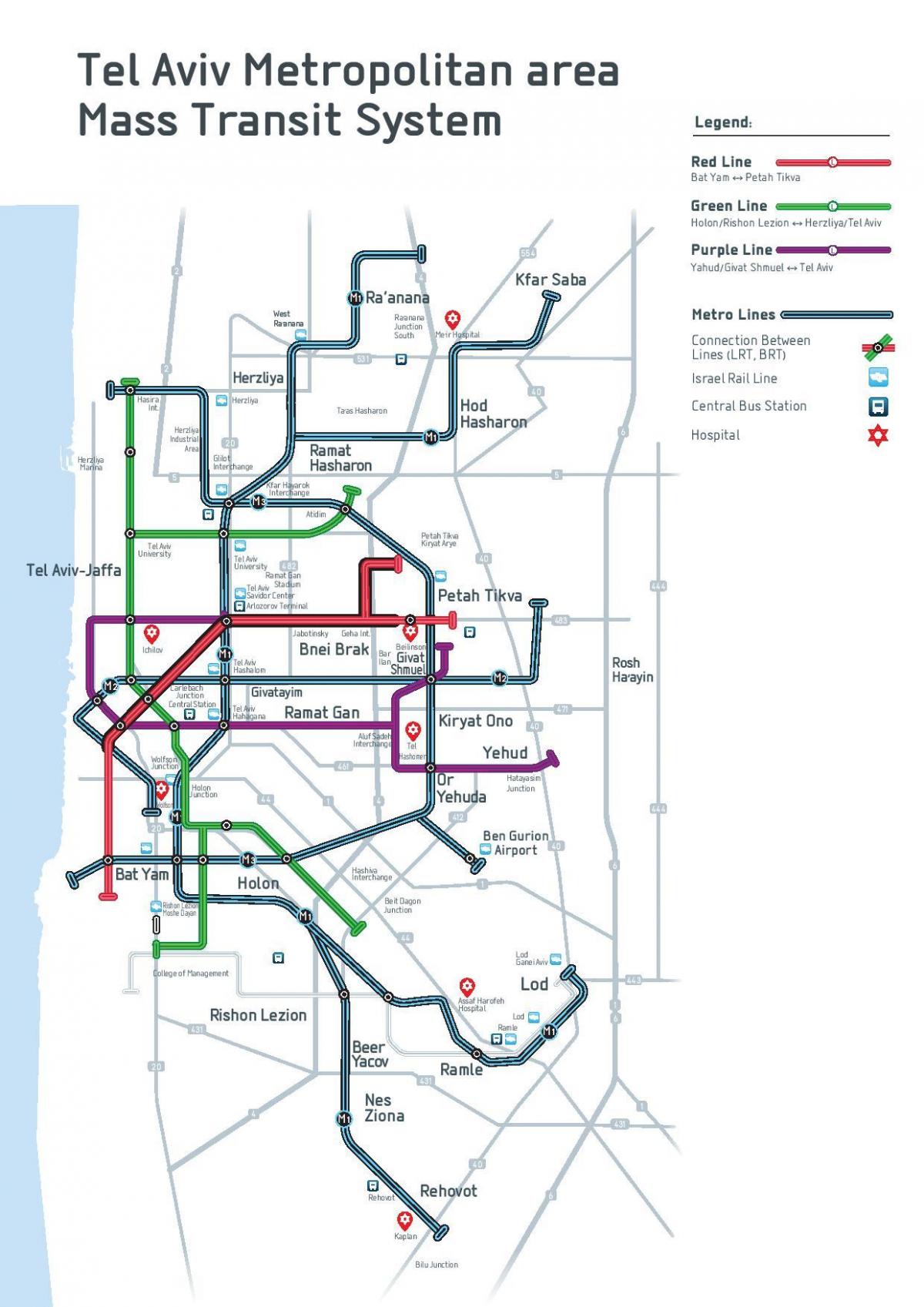 Mapa de la estación de metro de Tel Aviv